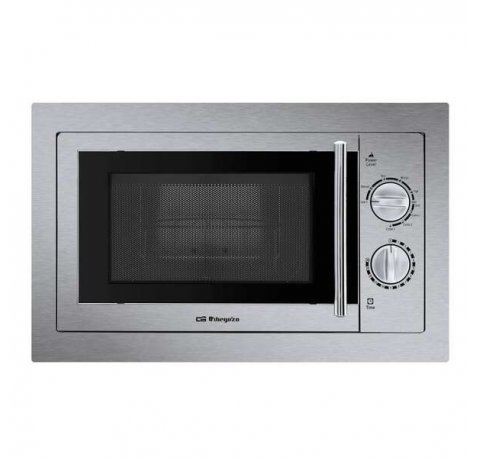 Orbegozo MIG 2033 Microondas Encastrable con Grill Potente y Duradero - con Acabado en Acero Inoxidable y Marco Exclusivo 9 Niveles de Potencia y Temporizador Manual para Cocciones Perfectas