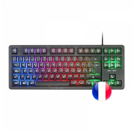 Mars Gaming MK023 Teclado Gaming - Tecnologia H-Mech RED - Iluminacion FRGB LED - Anti-Ghosting - Compatible con Windows, Linux, Consolas - Frances - Color Negro