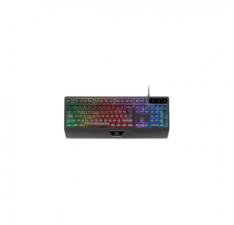 Mars Gaming MK124 Teclado Completo Hibrido H-Mech - Almohadilla Integrada - Disposicion QWERTY ES - Iluminacion FRGB - 450x181x36mm - Color Negro