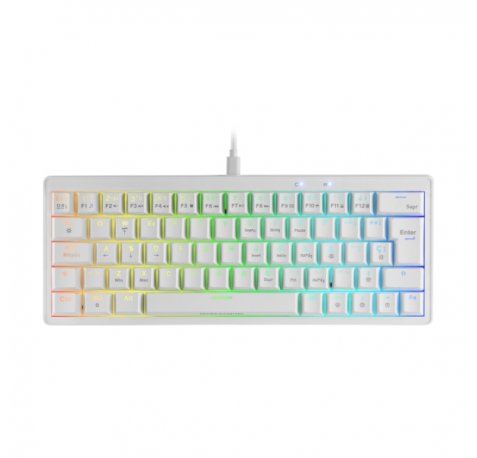 Mars Gaming MKMINIPRO Teclado Compacto Hibrido H-Mech - Switch SKN Azul - Disposicion Portuguesa QWERTY PT - Iluminacion RGB Chroma - 300x114x42mm - Color Blanco