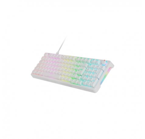 Mars Gaming MKPRO Teclado Completo Hibrido H-Mech - Switch SKN Amarillo - Disposicion Portuguesa QWERTY PT - Iluminacion RGB Chroma - 385x140x40mm - Color Blanco