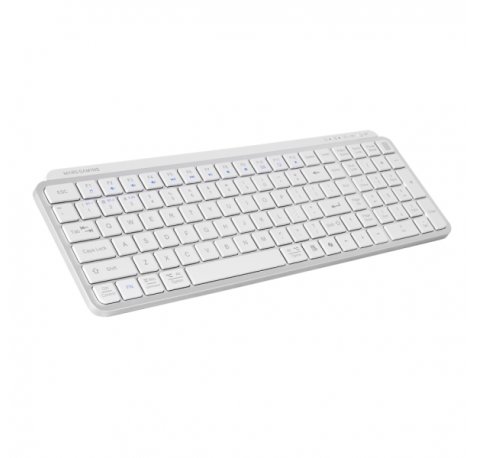 Mars Gaming MK-SILENKEYS Teclado Completo Inalambrico - Bluetooth - Disposicion Francesa AZERTY FR - 720mAh - Teclas Silenciosas de Perfil Bajo - Accesos Directos - 384x132x24mm - Color Blanco