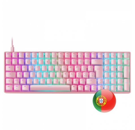 Mars Gaming MKULTRA Teclado Gaming Premium - 96% Compacto - Teclas PBT Pudding - Iluminacion RGB Chroma - Switches Antipolvo OUTEMU - Multiplataforma - Portugues - Color Rosa