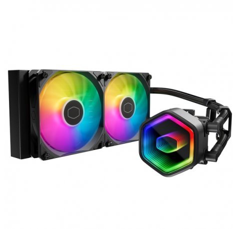 Cooler Master Masterliquid 240 Core II Lite ARGB Kit de Refrigeracion Liquida - Ventiladores Preinstalados - Tubos de 400mm - Iluminacion Espejo Infinito - Color Negro