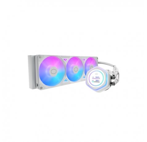 Cooler Master Masterliquid 360 Atmos II LCD ARGB Kit de Refrigeracion Liquida - Ventiladores Preinstalados - Dual Chamber - Pantalla de 2.1" - Color Blanco