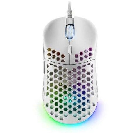 Mars Gaming MM55 Raton Gaming USB 12800dpi - Carcasa de Panel Perforado - 5 Botones - Iluminacion RGB Chroma - Uso Diestro - Cable de 1.70m