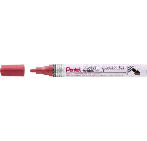 Pentel Paint Marker Marcador de Pintura - Punta Media 4.5mm - Permanente en todas las Superficies - Resistente a Luz y Agua - Cuerpo de Aluminio - Color Rojo Perla (12 uds)