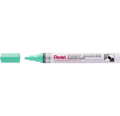 Pentel Paint Marker Marcador de Pintura - Punta Media 4.5mm - Permanente en todas las Superficies - Resistente a Luz y Agua - Cuerpo de Aluminio - Color Verde Perla (12 uds)