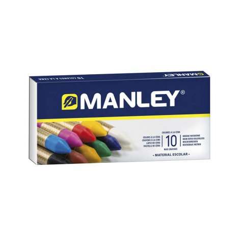 Manley Pack de 10 Ceras Blandas de Trazo Suave - Ideal para Gran Variedad de Tecnicas y Aplicaciones - Fabricacion Artesanal - Amplia Gama de Colores - Colores Surtidos