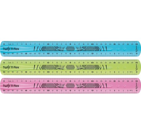 Maped Twist´n Flex Regla de Flexible 30cm - Irrompible - Doble Graduacion - Colores Aleatorios Azul, Rosa y Verde