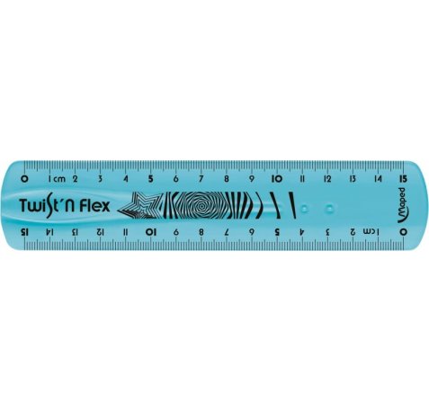 Maped Twist´n Flex Regla de 15 cm. Flexible - Irrompible - Doble Graduacion - Blister de 1 uds. - Colores Surtidos: Azul, Rosa y Verde