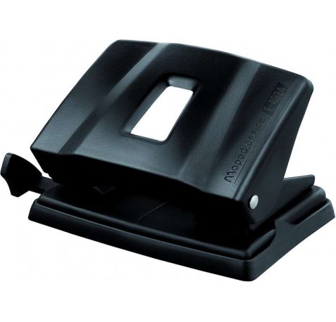 Maped Essentials Metal Perforadora de Sobremesa - 2 Agujeros - Regleta Multi-Formatos - Hasta 25 Hojas a la vez - Color Negro