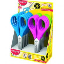 Maped Essentials Tijera Escolar Punta Redonda Acero Inoxidable - Mango de Plastico Simetrico - 13 cm. - Colores Surtidos - Caja Expositora de 24 ud.
