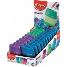 Maped Shaker Sacapuntas con Deposito de Gran Capacidad - 2 Agujeros - Forma Ergonomica - Colores Surtidos - Caja Expositora de 20 uds. Maped Shaker Sacapuntas con Deposito de Gran Capacidad - 2 Agujeros - Forma Ergonomica - Colores Surtidos - Caja Expositora de 20 uds.