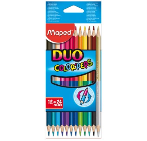 Maped Color´Peps Duo Pack de 12 Lapices Bicolores Triangulares - Doble Punta 2.9mm - Madera Certificada FSC - Colores Surtidos