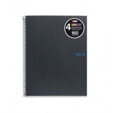 Miquel Rius Notebook4 Cuaderno de Espiral Formato A5 - 160 Hojas de 90gr Microperforadas con 2 Taladros - Cubiertas de Carton Extraduro - Cuadricula 5x5 - Color Gris Oscuro (5 uds)