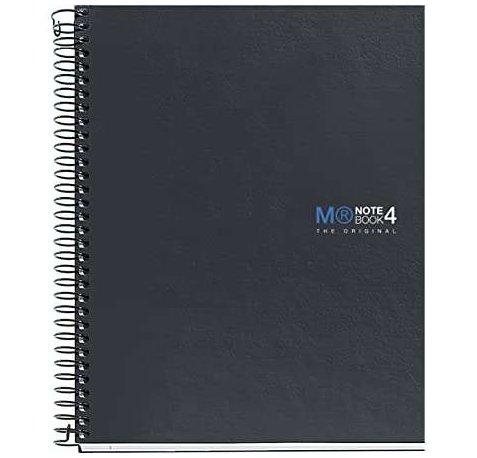 Miquel Rius Notebook4 Cuaderno de Espiral Formato A5 - 160 Hojas Lisas Microperforadas con 2 Taladros - Cubiertas de Carton Extraduro - Color Gris Oscuro