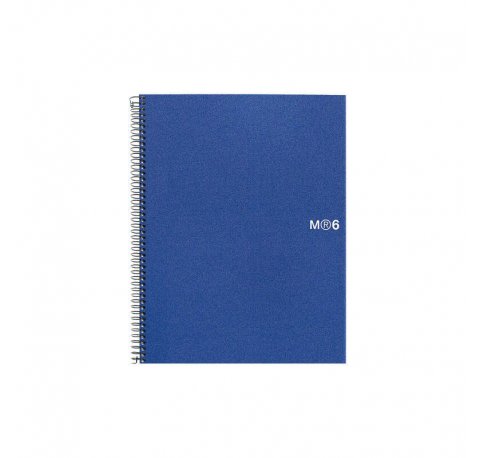 Miquel Rius Notebook6 Cuaderno de Espiral Formato A5 - 150 Hojas de 70gr Microperforadas con 2 Taladros - Cubiertas de Polipropileno - Cuadricula 5x5 - Color Azul (5 uds)