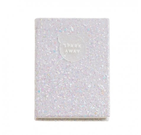 Miquel Rius Back2Fun Cuaderno Encolado con Cubierta de Purpurina Blanco y Patch de Silicona - 96 Hojas Punteadas de Papel 100 g/m2