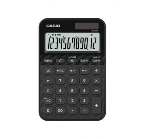 Casio SL-20YC Calculadora de Sobremesa con Pantalla LCD de 12 Digitos - Calculo de Impuestos, Porcentajes, Raiz Cuadrada etc... - Alimentacion Solar y Pilas - Color Negro