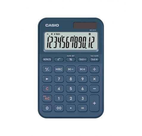 Casio SL-20YC Calculadora de Sobremesa con Pantalla LCD de 12 Digitos - Calculo de Impuestos, Porcentajes, Raiz Cuadrada etc... - Alimentacion Solar y Pilas - Color Azul Navy