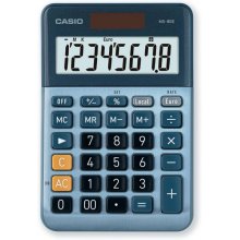 Casio MS80E Calculadora de Escritorio - Tecla Doble Cero - Pantalla LCD de 8 Digitos - Solar y Pilas - Color Azul