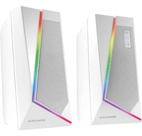 Mars Gaming Altavoces Impactantes 20W DSP RGB Bluetooth 5.0 - USB Alimentacion - Espacialidad Multi-Nivel - Iluminacion Dinamica - Compactos - Color Blanco
