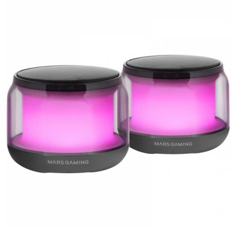 Mars Gaming MS-AURA Altavoces Bluetooth RGB - Sonido Envolvente 15W - DSP Personalizado - Iluminacion RGB 360º - Bluetooth 5.3 - Conexion Jack - Control Intuitivo - Color Negro