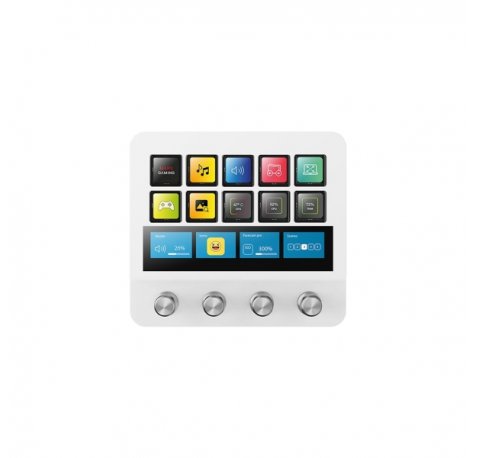 Mars Gaming MSD-PRO Dispositivo de Control para Retransmisiones/Streaming, Trabajo, Gaming - 10 Teclas LCD - 4 Diales Personalizables - Software Personalizable - 137x124x50mm - Color Blanco
