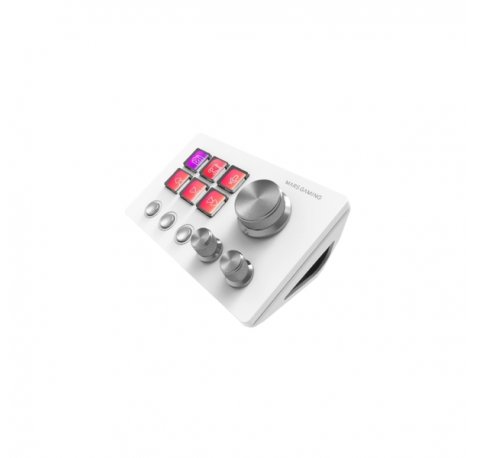 Mars Gaming MSD-TWO Dispositivo de Control para Retransmisiones/Streaming, Trabajo, Gaming - 6 Teclas LCD y 3 Botones - 3 Ruedas Multifuncionales - Software Personalizable - 132x81x61mm - Color Blanco