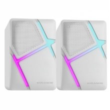Mars Gaming MS-H Altavoces Compactos - Sonido Envolvente 10W - Iluminacion RGB Flow - Drivers Invertidos - Conexion Jack y USB - Control de Volumen Facil - Color Blanco