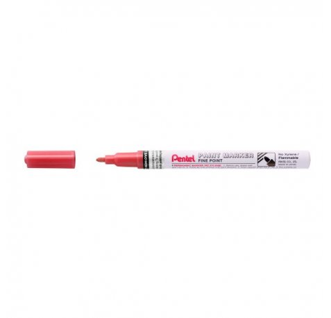 Pentel Paint Marker Marcador de Pintura - Punta Fina 2.9mm - Permanente en todas las Superficies - Resistente a Luz y Agua - Cuerpo de Aluminio - Color Rojo Perla (12 uds)