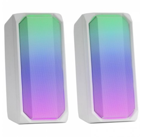Mars Gaming MSRGB Altavoces Gaming - 15W Potencia - RGB FULL MESH - Bluetooth 5.0 - DSP Sonido Multi-nivel - Caja de Control Tactil - Color Blanco