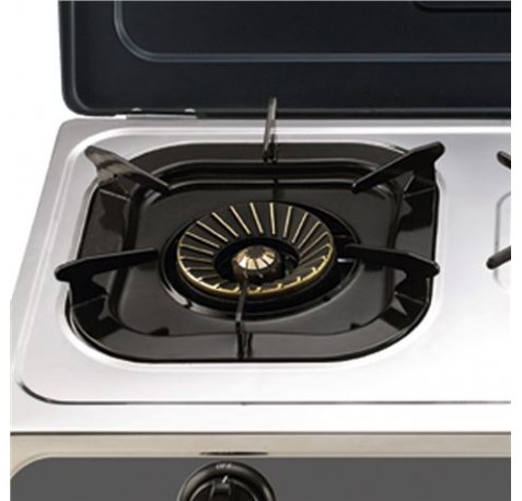Muvip Parrilla de Acero Inoxidable - Quemador de Hierro Fundido - Quemadores desmontables - Base Antideslizante - Dimensiones: 71X37X12.3 cm - Color Plateado