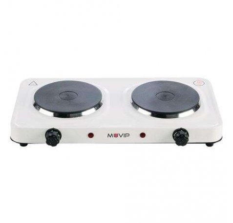 Muvip Cocina Electrica de 2 Placas 2000W - 5 Niveles de Potencia - Termostato con Sistema de Seguridad