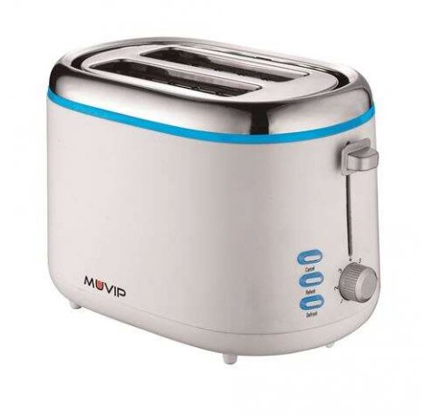 Muvip Design Tostadora de Pan 850W - Capacidad para 2 Rebanadas - 7 Niveles de Tostado - Funcion Calentar, Descongelacion y Recalentar - Parada Automatica y Manual