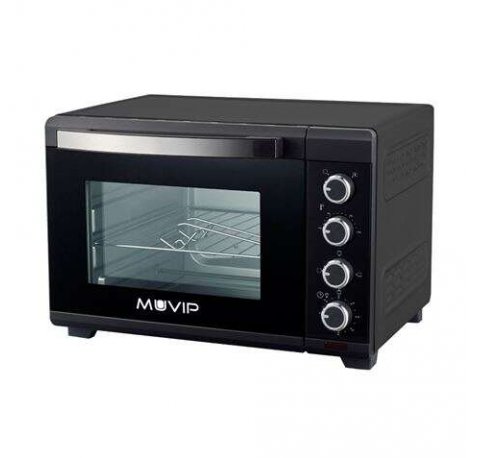 Muvip Horno 2000W 48L - Regulador de Temperatura 100º-230º - Exterior de Acero con Revestimiento - Selector de Tiempo - Puerta de Cristal Templado