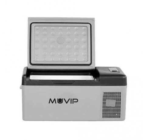 Muvip Nevera Portatil de Compresor 15L - Luz LED - Proteccion Bateria - Temperatura -20º/+20º - Conexion 12/24/220V - Consumo 45W - Compresor Silencioso - Control Bluetooth - Medidas 598X32X26CM - Color Gris