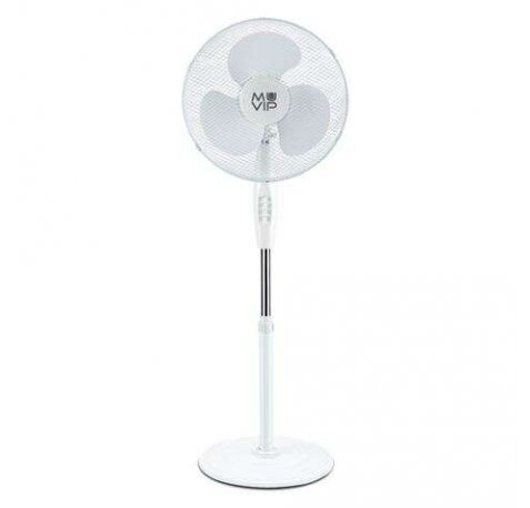 Muvip Ventilador de Pie 45W 3 Aspas - 3 Velocidades - Altura e Inclinacion Ajustables - Base Reforzada - Color Blanco