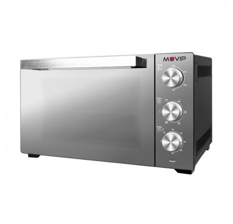 Muvip Serie Espejo Horno 2000W 48L Inox - Regulador de Temperatura 100Âº-230Âº - Exterior de Acero con Revestimiento - Selector de Tiempo - Puerta de Cristal Templado