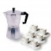 Muvip MV0601 Cafetera de Aluminio - Capacidad 6 Tazas - Mango Ergonomico - Antiadherente - Apta para Placas Electricas, Vitroceramicas y Gas - Color Aluminio