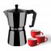 Muvip MV0606 Cafetera de Aluminio - Capacidad 3 Tazas - Mango Ergonomico - Antiadherente - Apta para Placas Electricas, Vitroceramicas y Gas - Color Negro Mate