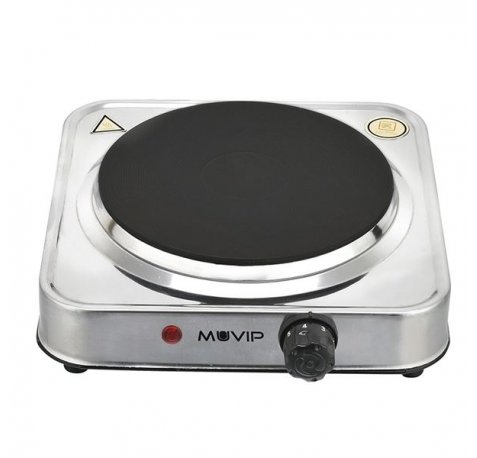 Muvip MV0644 Cocina Electrica de 1 Placa 1500W - Acero Inoxidable - 5 Niveles de Potencia - Termostato con Sistema de Seguridad