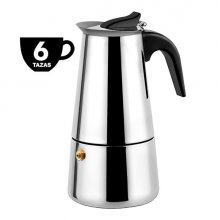 Muvip Cafetera Italiana de Acero Inoxidable - Capacidad para 6 Tazas - Compatible con Diferentes Tipos de Cocinas - Asa Ergonomica para un Manejo Seguro