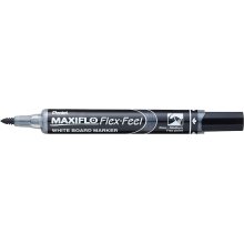 Pentel Maxiflo Flex-Feel Rotulador para Pizarra Blanca - Punta Flexible 4.6mm - Trazo de 1 a 5mm - Dosificacion de Tinta mediante Embolo - Color Negro (12 uds)