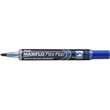 Pentel Maxiflo Flex-Feel Rotulador para Pizarra Blanca - Punta Flexible 4.6mm - Trazo de 1 a 5mm - Dosificacion de Tinta mediante Embolo - Color Azul (12 uds)