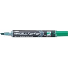 Pentel Maxiflo Flex-Feel Rotulador para Pizarra Blanca - Punta Flexible 4.6mm - Trazo de 1 a 5mm - Dosificacion de Tinta mediante Embolo - Color Verde (12 uds)