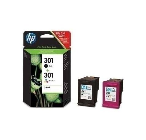 HP 301 Negro + Color Pack de 2 Cartuchos de Tinta Originales - N9J72AE
