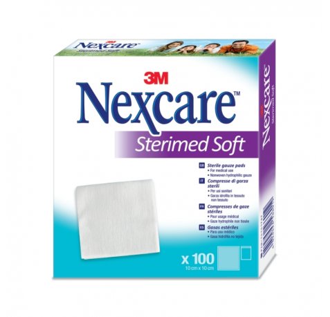 Nexcare Sterimed Pack de 100 Compresas de Gasa No Tejida - 10x10cm - Esteril - Transpirables - Color Blanco