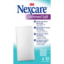 Nexcare Sterimed Pack de 12 Compresas de Gasa No Tejida - 18x40cm - Esteril - Transpirables - Color Blanco